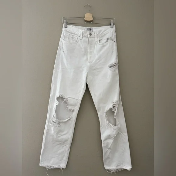AGOLDE 90s Mid Rise Loose Fit in White Out Size 27